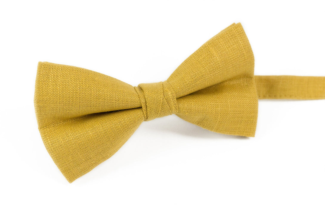 Yellow mustard wedding bow tie for groom