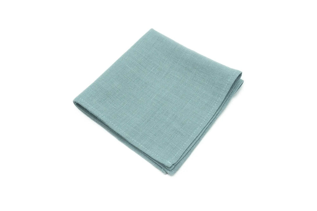 Mint Gray linen groomsmen tie for weddings / Skinny slim or standard necktie for man available with matching pocket square