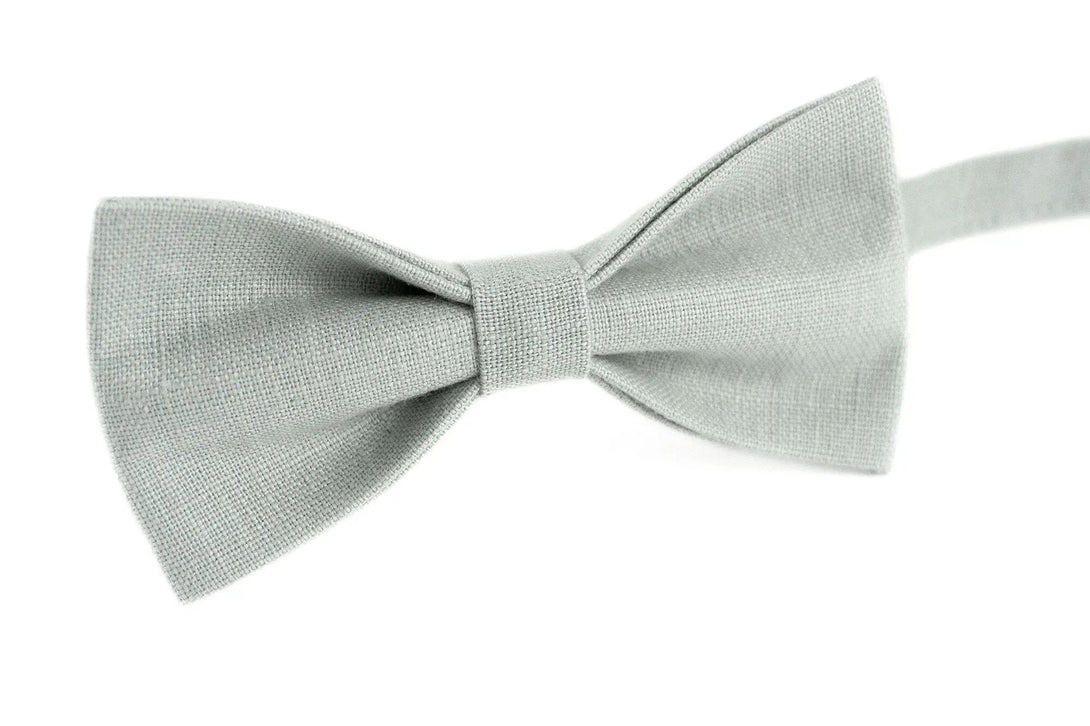 Dusty Gray linen pre-tied bow ties for men and toddler baby boys / Daddy and son bow ties for fathers day gift