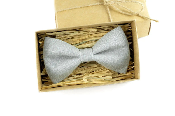 Dusty Gray pre-tied groomsman and ring bearer bow ties for weddings / Skinny slim standard neckties