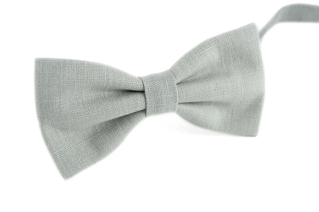 Dusty Gray linen wedding bow ties for groomsman proposal gift ideas / Pre-tied bow ties for man and toddler boys