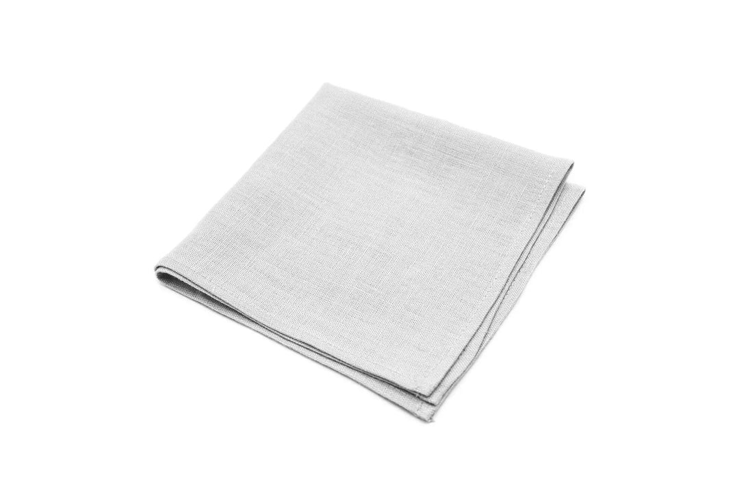 Light Gray color linen pocket square / handkerchief available with skinny slim or standard groomsmen neckties for weddings