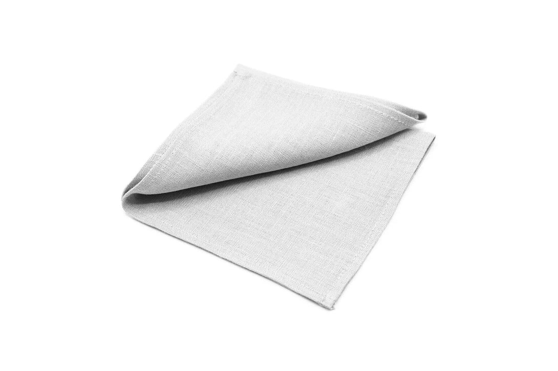 Light Gray color linen pocket square / handkerchief available with skinny slim or standard groomsmen neckties for weddings