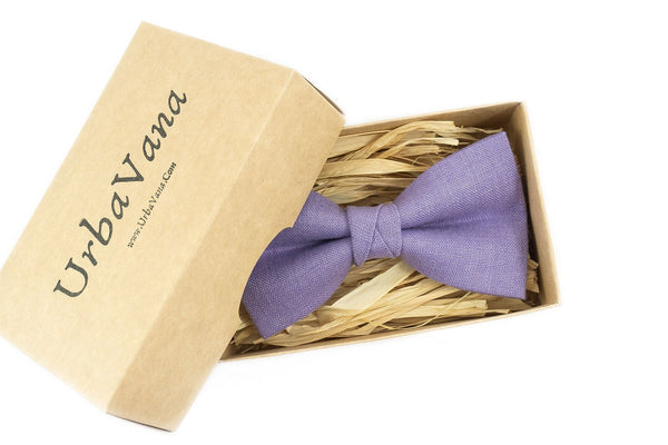 Lavender color linen groomsmen bow tie for weddings