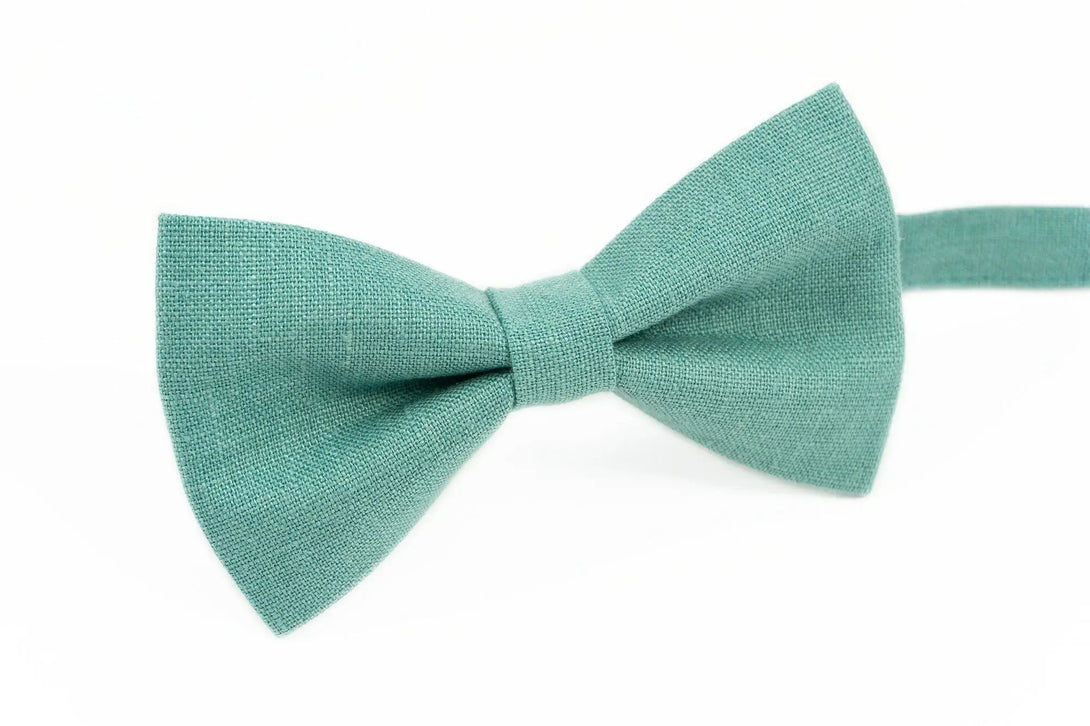 Sea Green color linen ties for men available with matching pocket square / Necktie for man