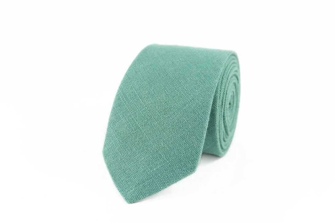 Sea Green color linen ties for men available with matching pocket square / Necktie for man