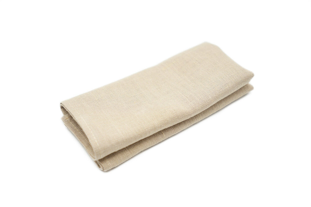 Beige color linen pocket square