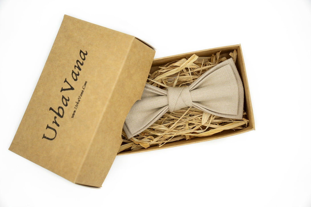 Beige linen ties for men and kids for rustic wedding