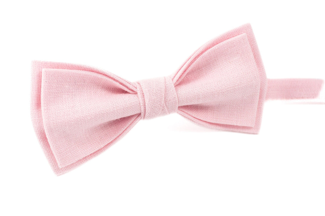 Pink color pre-tied linen bow ties for men and boys