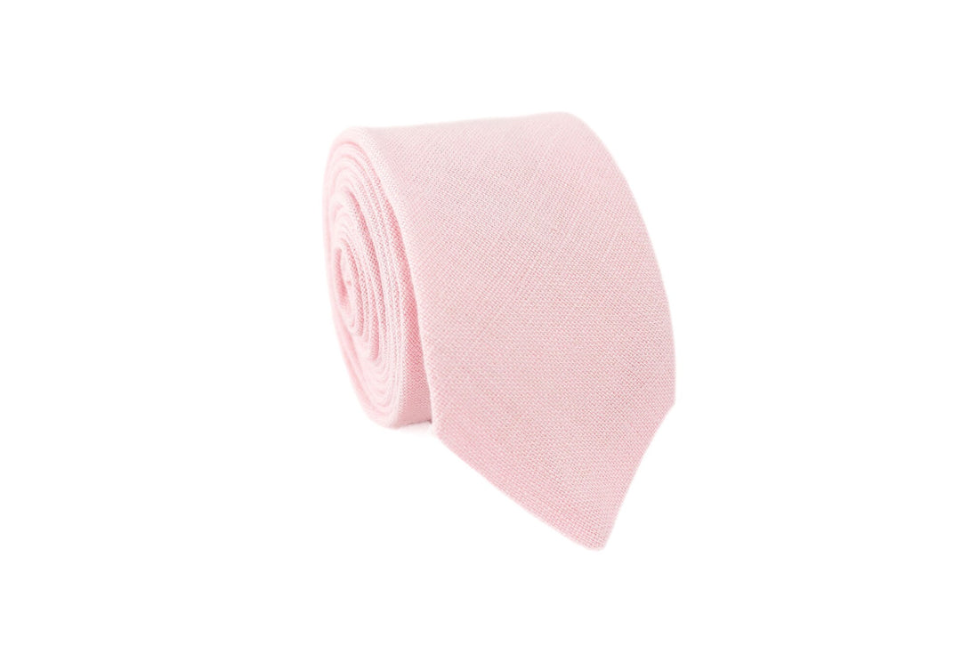 Pink color pre-tied linen bow ties for men and boys