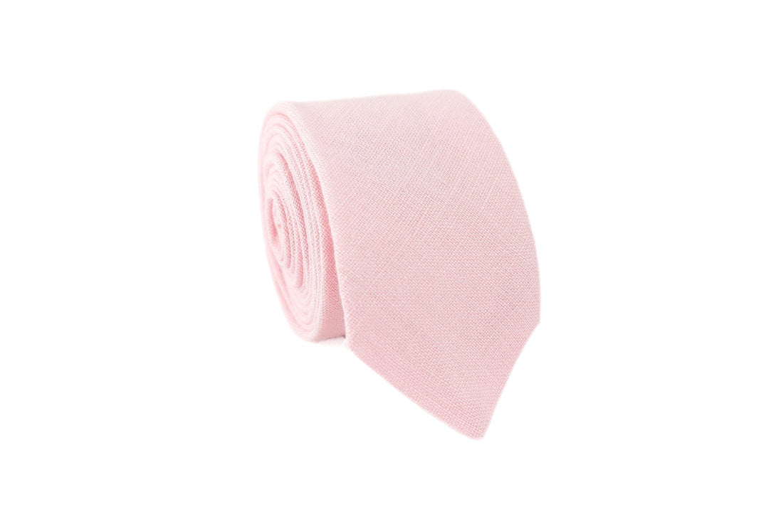 Pink color linen necktie for man
