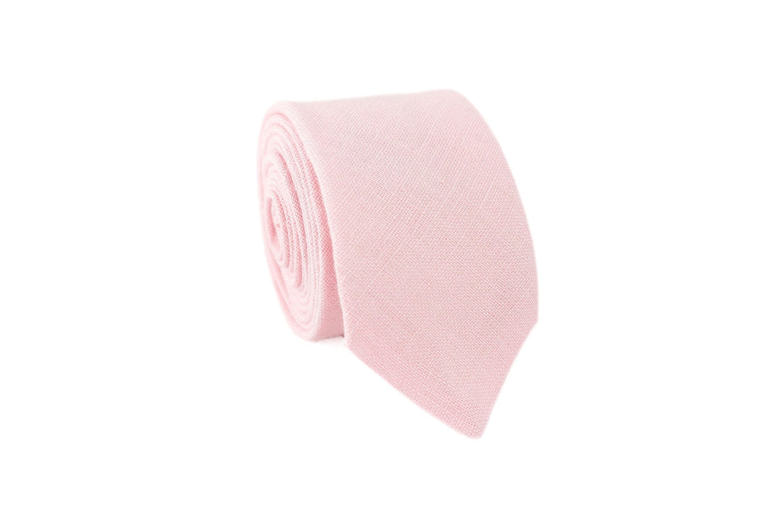 Pink color linen pocket square or handkerchief for men available with matching bow tie or skinny necktie