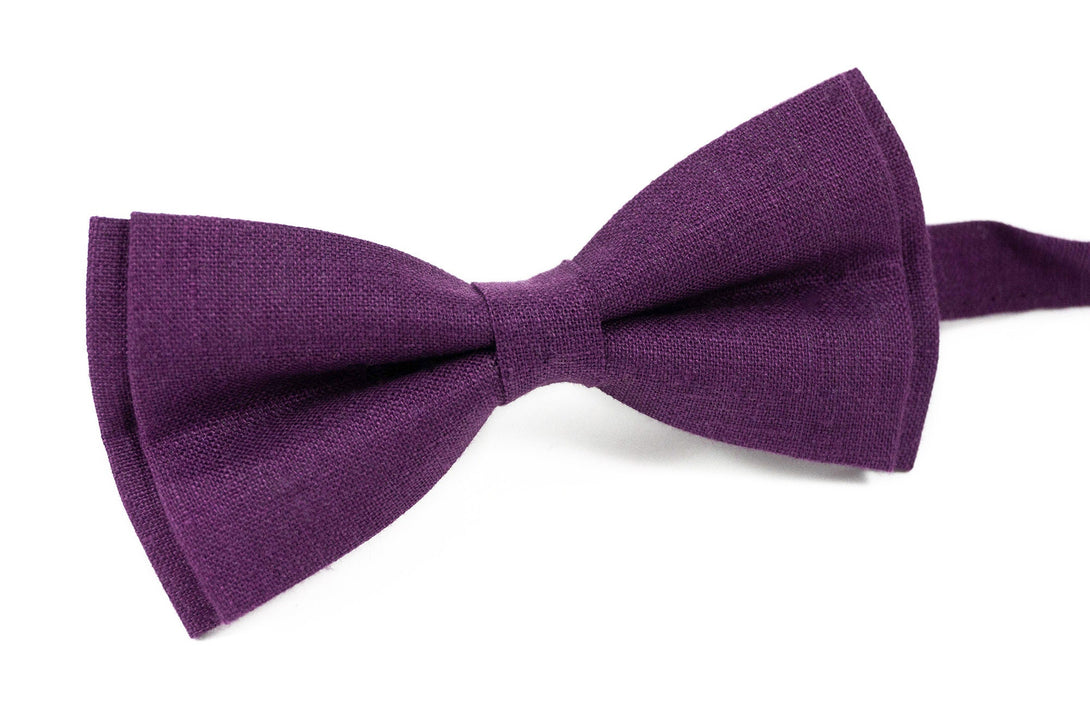 Purple linen classic mens pre tied bow ties