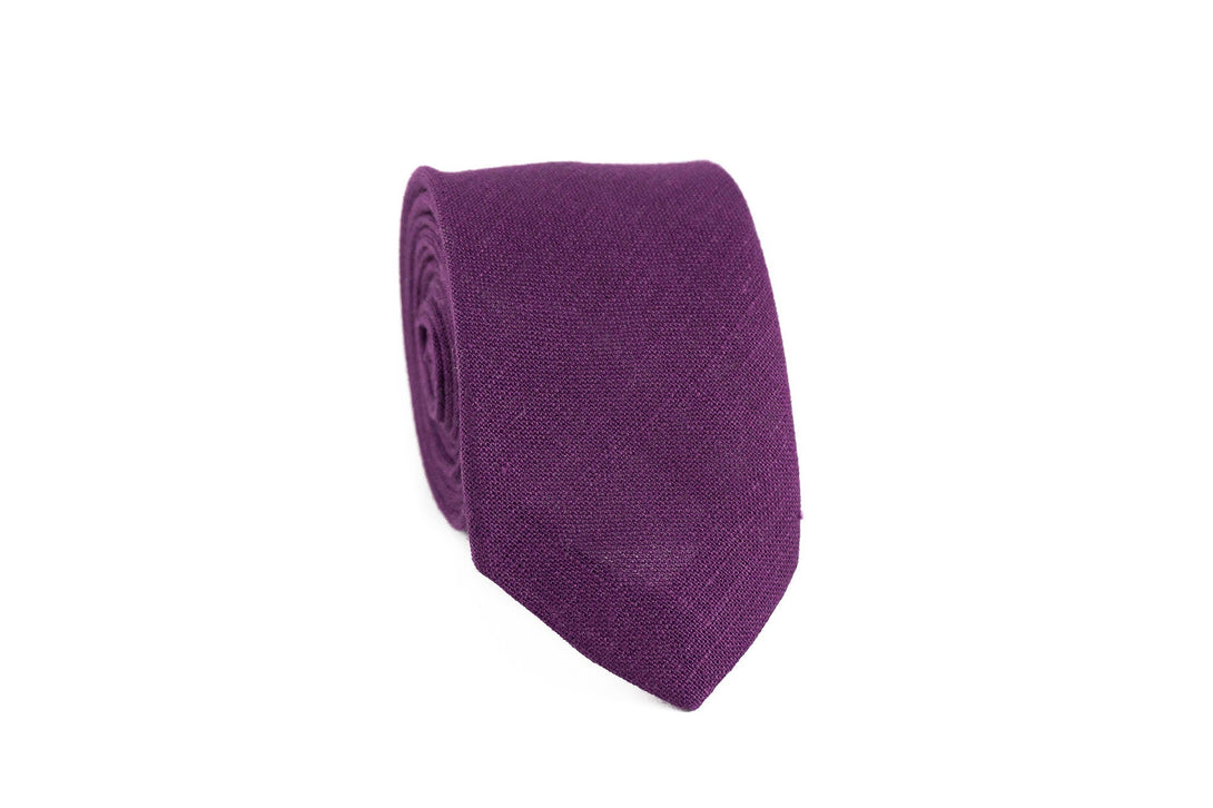 Purple linen classic mens pre tied bow ties