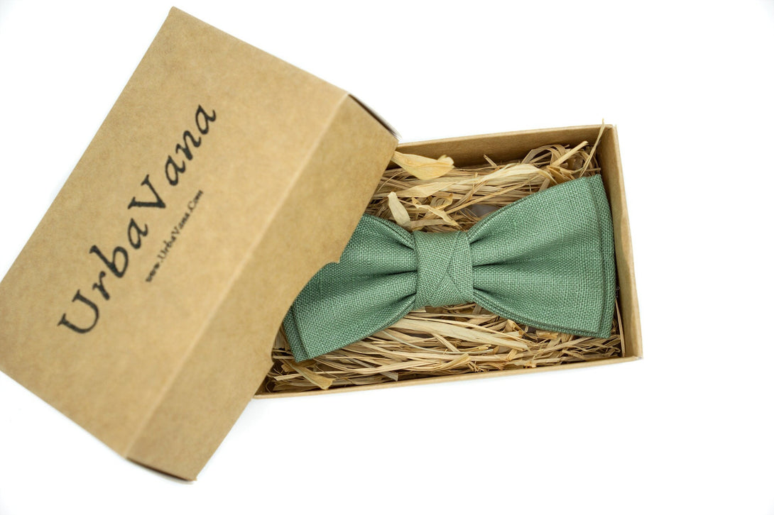 Sage Green butterfly wedding bow ties and neckties for groomsmen proposal gift available with matching pocket square