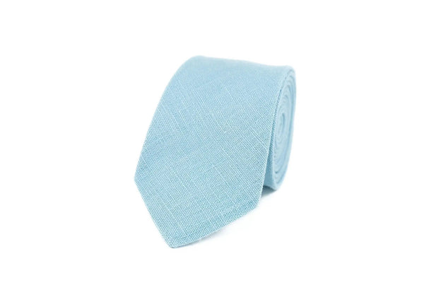 Sky blue linen groomsmen and groom tie for wedding / Handmade linen Future husband gift from bride