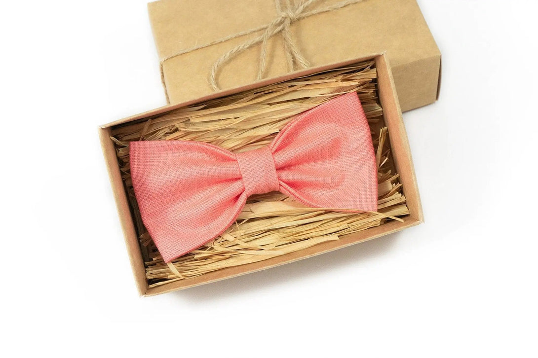 Salmon color pre-tied bow ties for man and toddler boys / Baby shower gift ideas for men