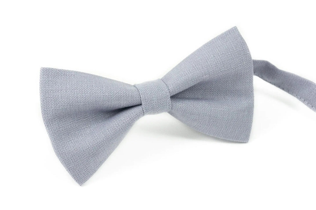 Lilac Grey linen best men ties for weddings / Handmade Purple bow ties and neckties for man available with matching handkerchief