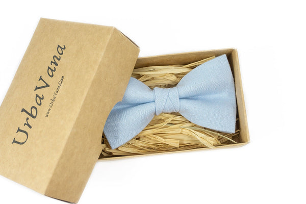 Light blue pre-tied wedding bow ties for groomsmen gift from bride