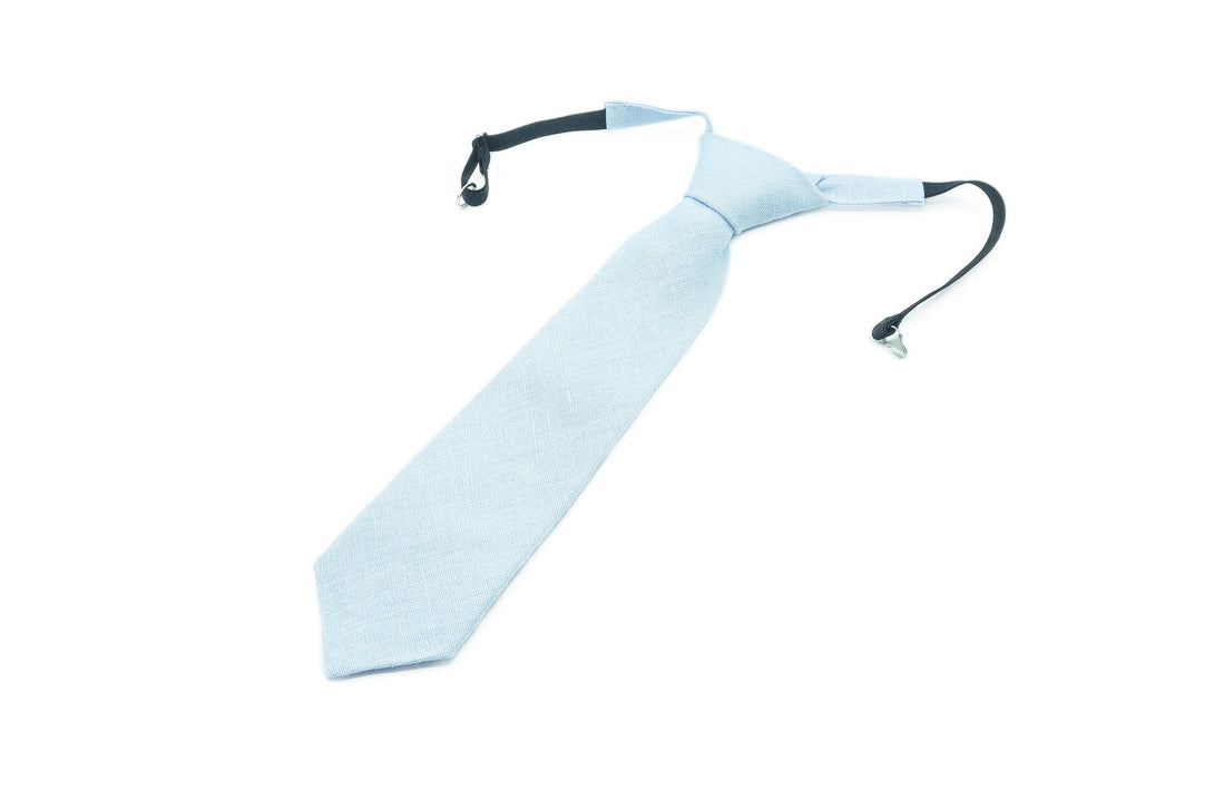 Light Ice Blue Pre - Tied groomsmen and groom wedding necktie available with matching pocket square / Pre - Tied Boy's Blue necktie