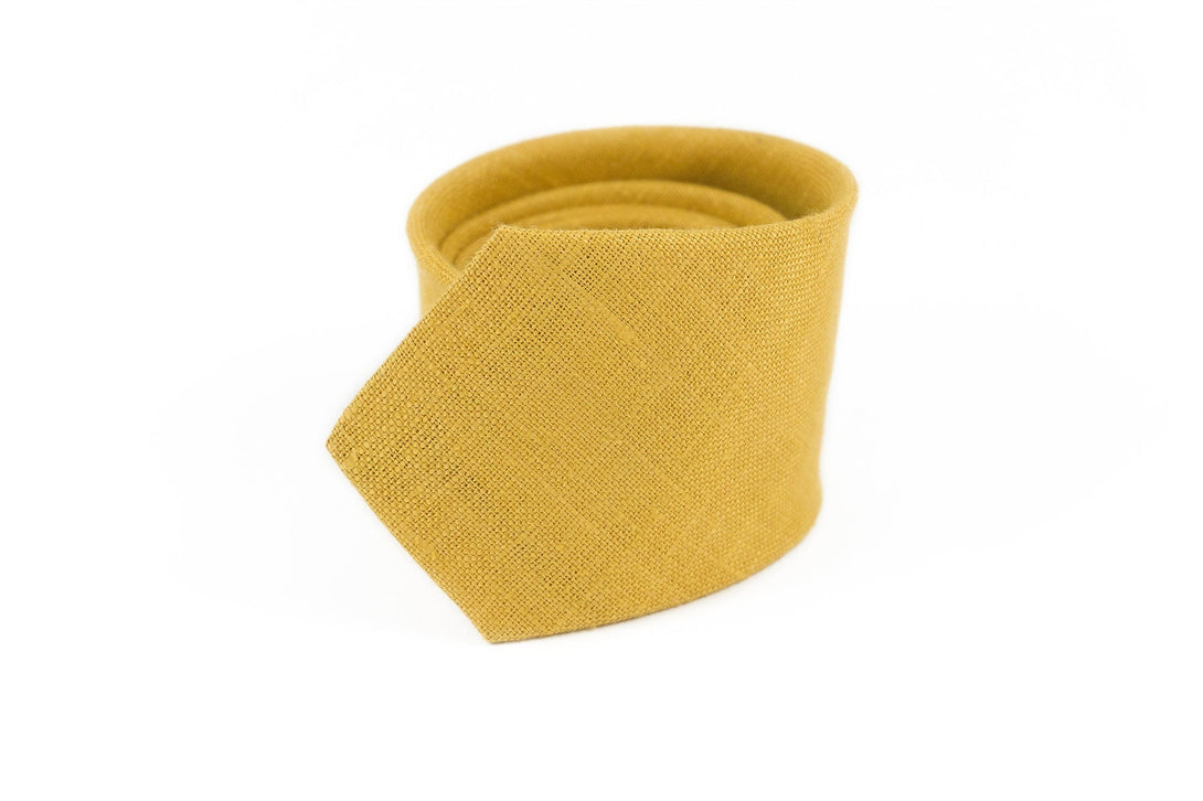 Yellow mustard linen necktie