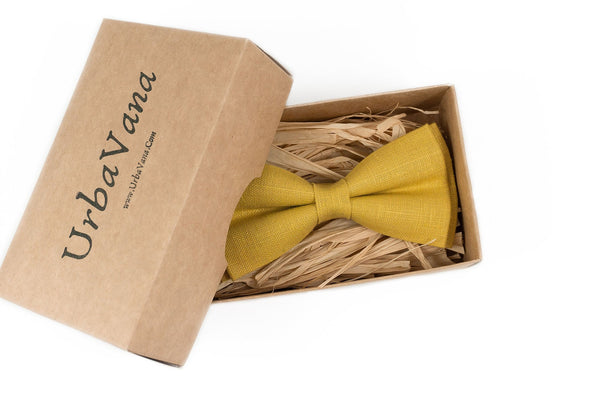 Yellow mustard classic wedding bow ties for groomsmen