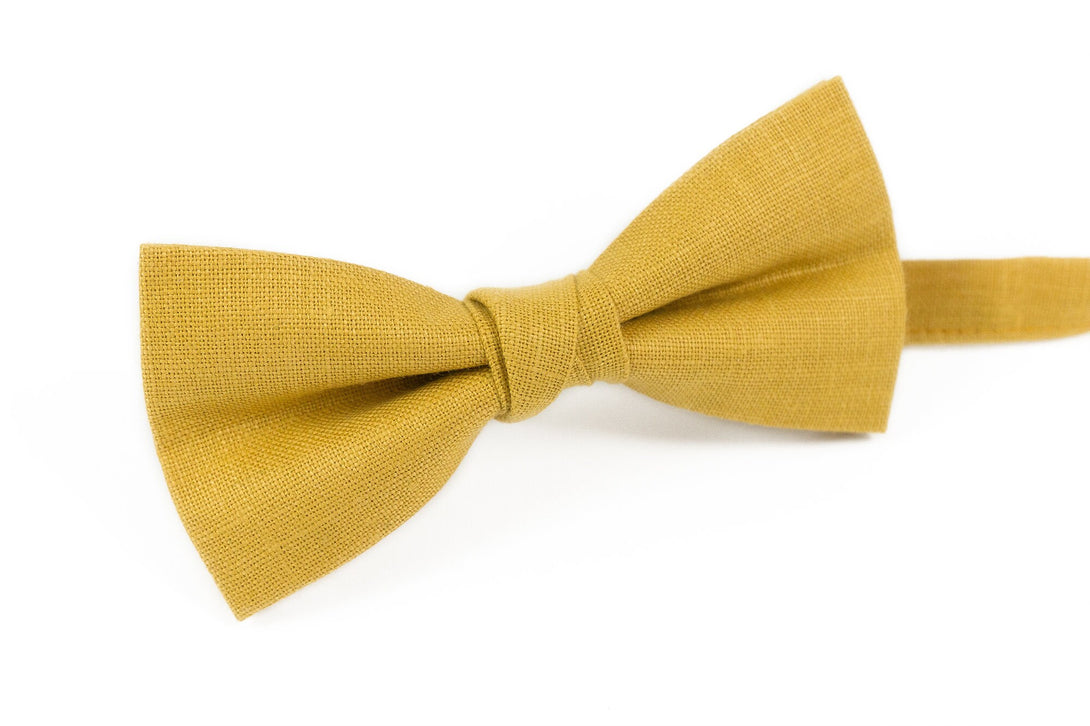 Yellow mustard bow ties for men and toddler boys