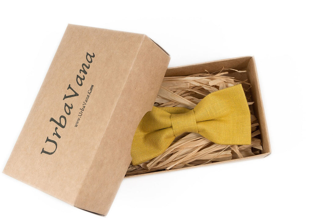 Yellow mustard bow tie for groomsmen gifts