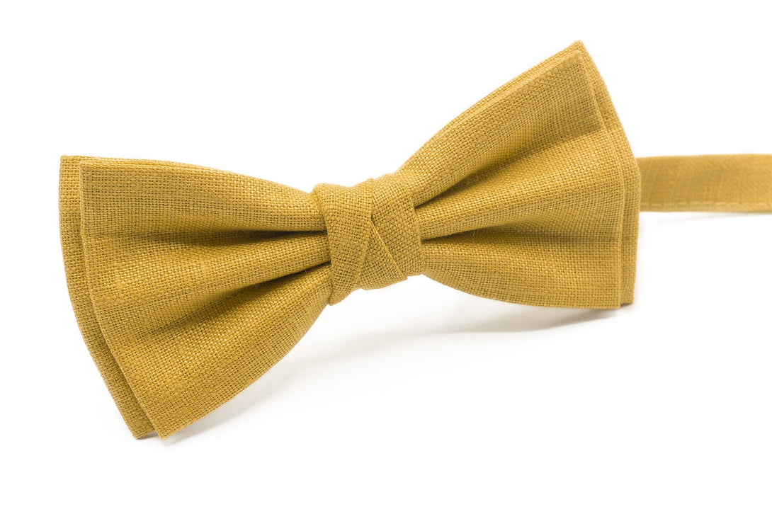 Stylish Yellow Mustard Butterfly Bow Tie and Necktie for Men and Boys / Yellow mustard groomsmen necktie for Weddings