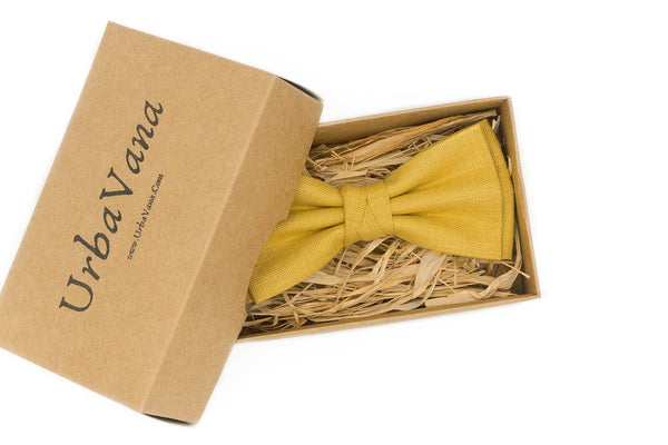 Stylish Yellow Mustard Butterfly Bow Tie and Necktie for Men and Boys / Yellow mustard groomsmen necktie for Weddings