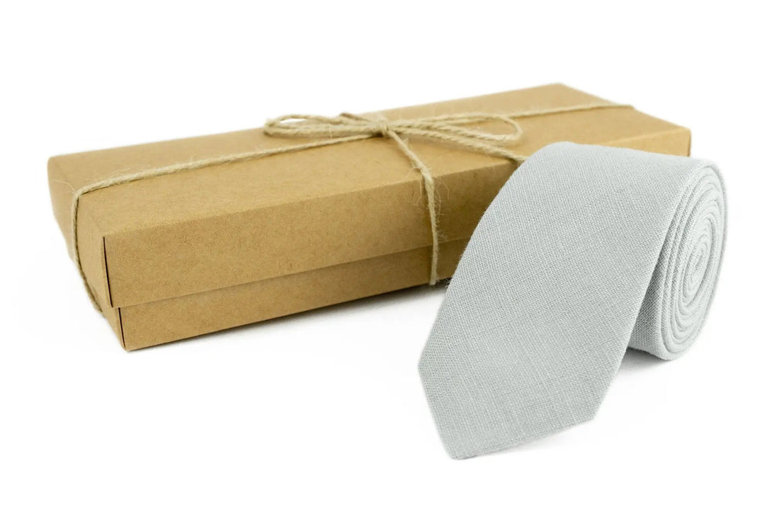 Dusty Gray linen classic best men ties for weddings / Birthday gift for men husband or boyfriend