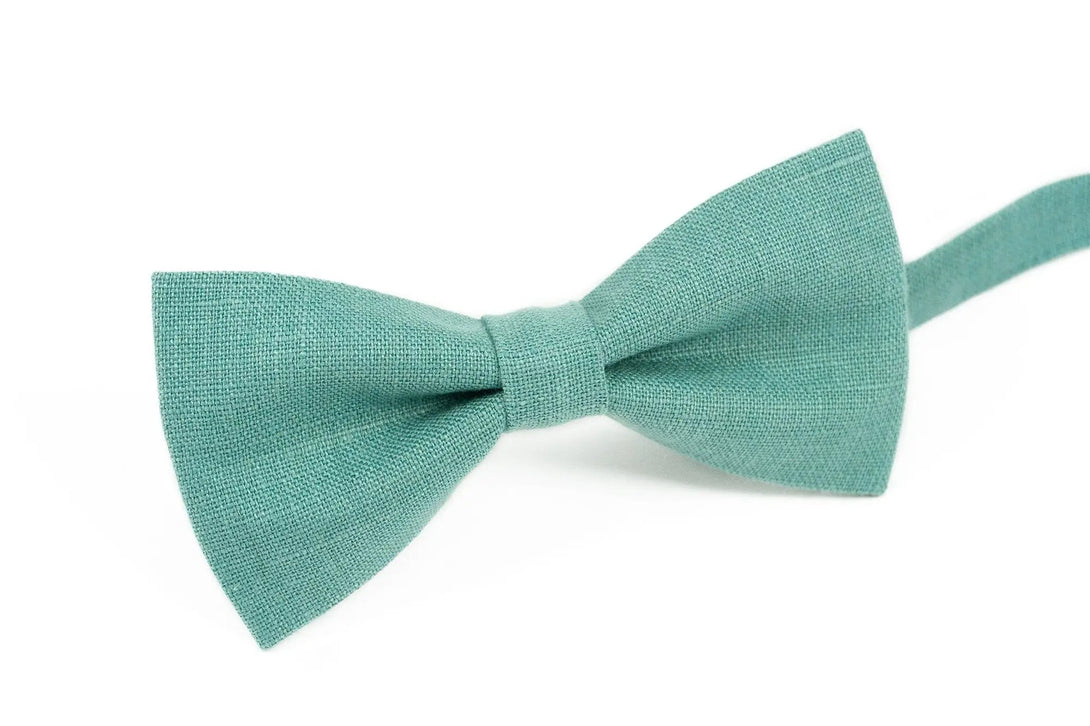 Sea Green color linen best men ties for weddings / Bow ties for men and baby toddler boys