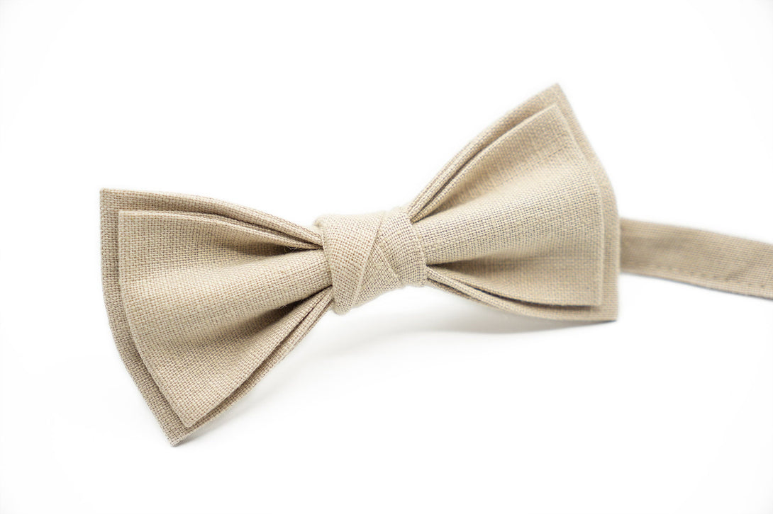 Beige linen ties for men and kids for rustic wedding