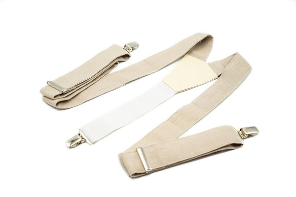 Beige color linen suspenders for men and boys