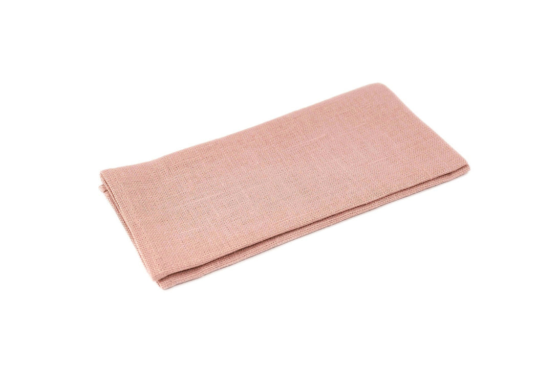 Pink color linen handmade pocket square