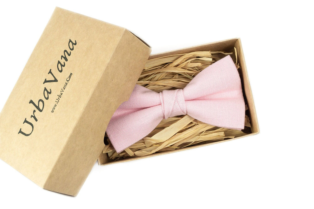 Pink color linen groomsmen tie for wedding gift ideas