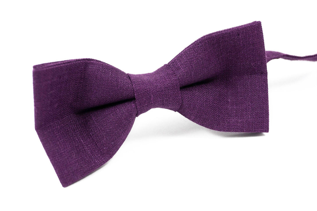 Purple color pre-tied mens and toddler boys bow ties