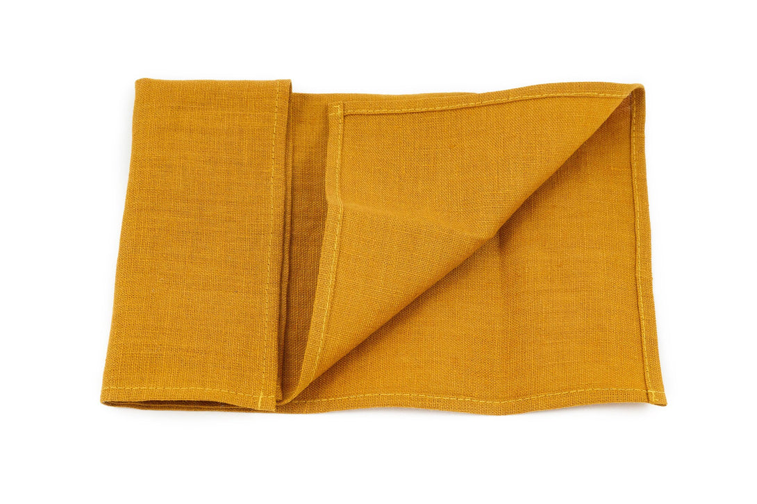 Mustard Color Pre - Tied men's linen necktie for weddings available with matching pocket square / Pre - Tied Boy's Mustard necktie