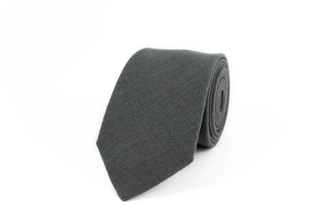 Dark Gray color linen wedding bow tie for groomsmen proposal gift / Necktie for man