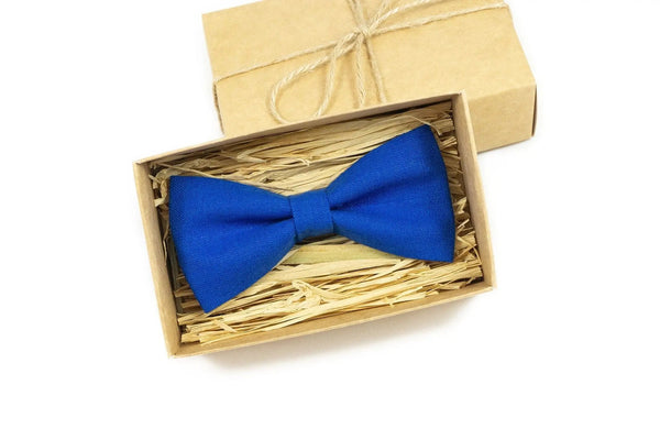 Royal Blue color linen groomsmen tie for wedding / Usher necktie and skinny groomsmen necktie available with matching pocket square