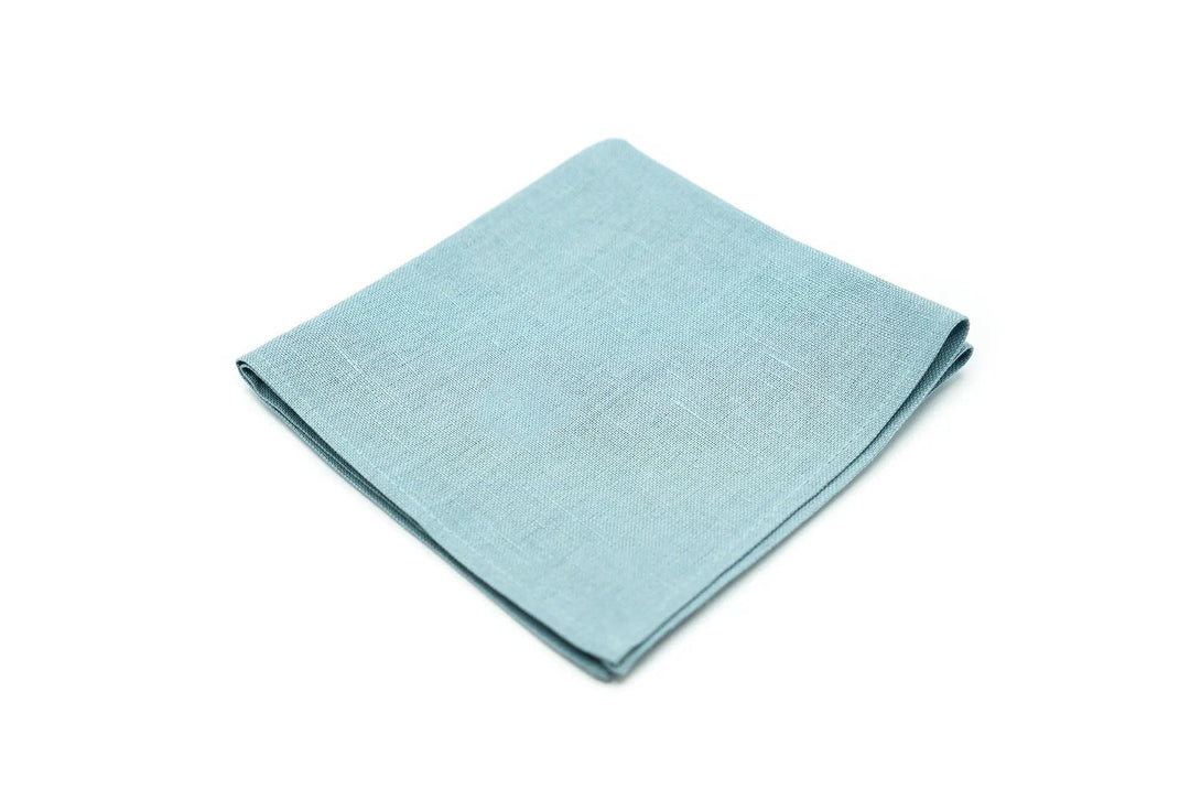 Sea Blue color linen pocket square / handkerchief available with groomsmen necktie / Sea Blue wedding neckties for man