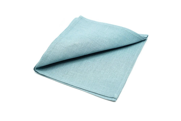 Sea Blue color linen pocket square / handkerchief available with groomsmen necktie / Sea Blue wedding neckties for man