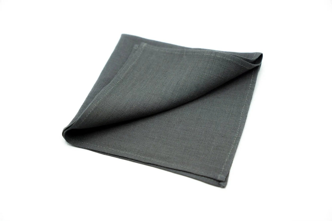 Dark Gray color linen groomsmen tie for wedding / Skinny or slim necktie for man