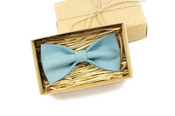 Sea Blue color pre-tied bow ties for men and baby boys / Sea Blue wedding neckties for groomsmen gift