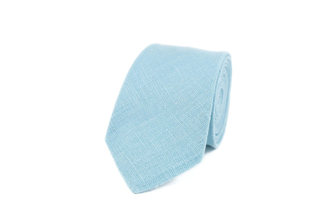 Sky blue linen pre-tied men's bow ties available with matching handkerchief / Anniversary gift for men