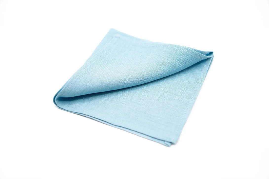 Sky Blue color linen pocket square / handkerchief available with men's skinny or slim necktie / Light Blue Groomsmen ties for weddings