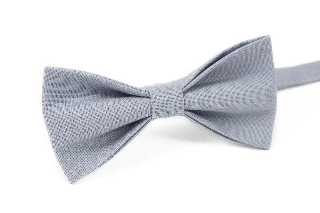 Lilac Grey color linen groomsmen bow ties and neckties for wedding / Skinny slim standard necktie for man