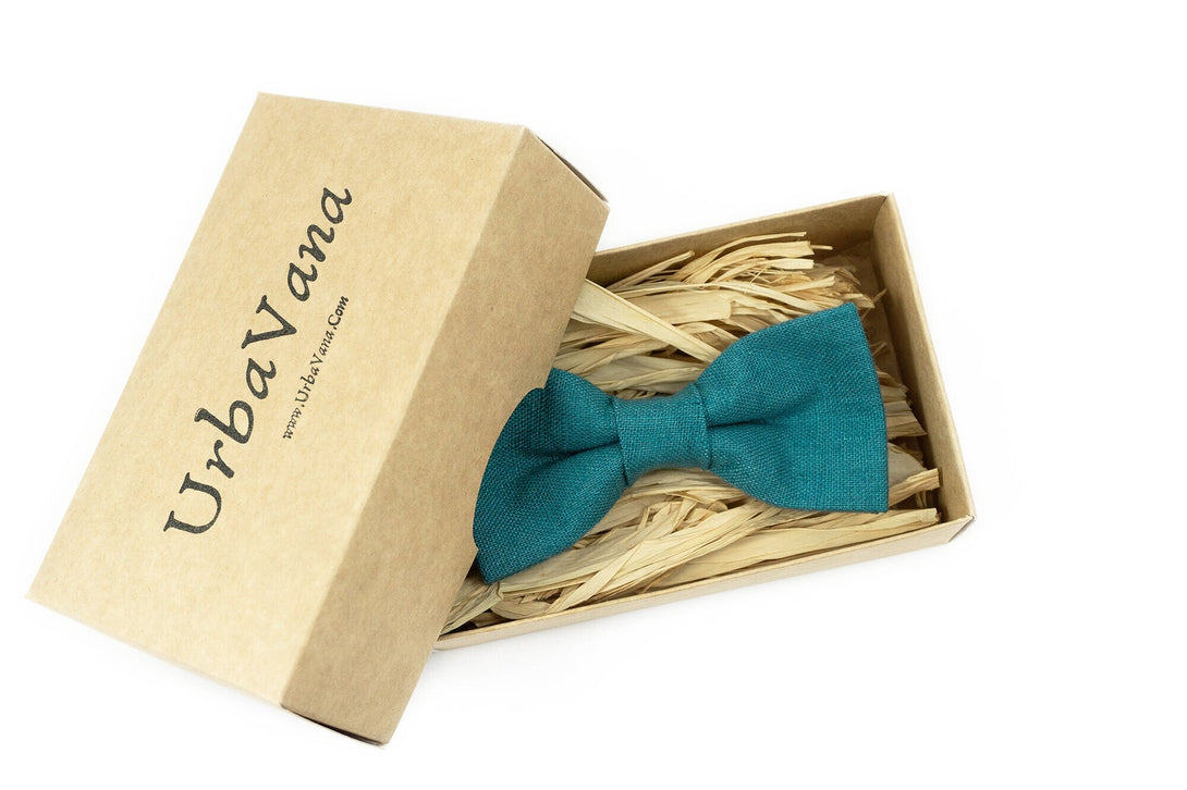 Dark cyan pre tied wedding bow ties and blue wedding neckties for groomsmen gifts