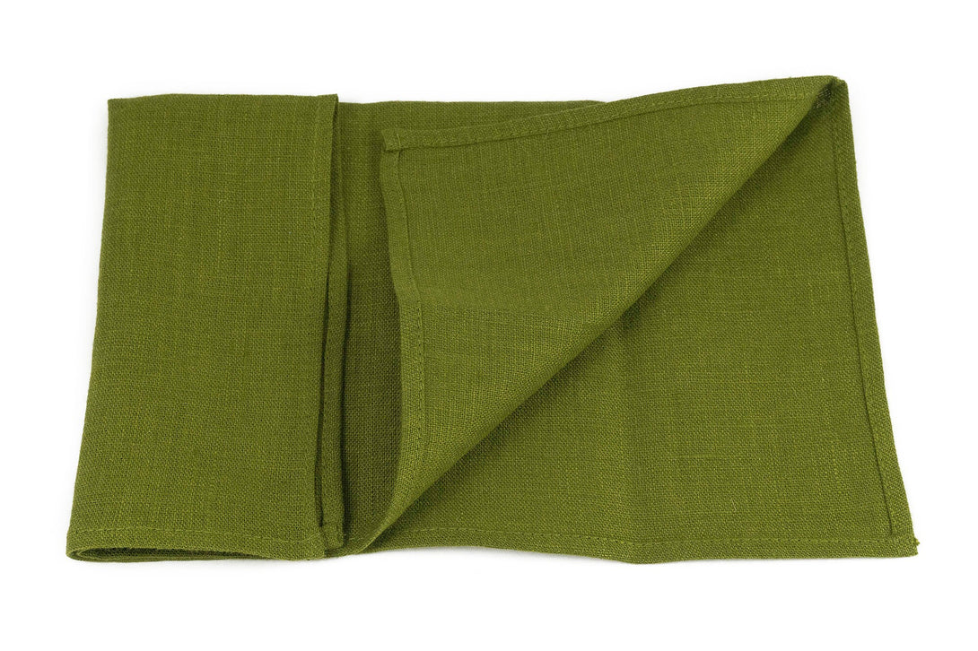 Moss green linen groomsmen neckties for weddings