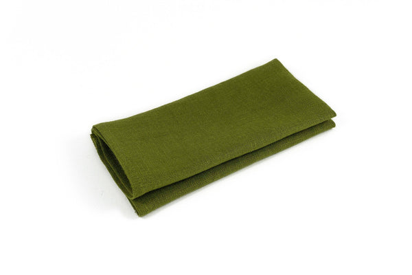 Moss green color linen pocket square and handkerchief for weddings available with matching necktie or bow tie